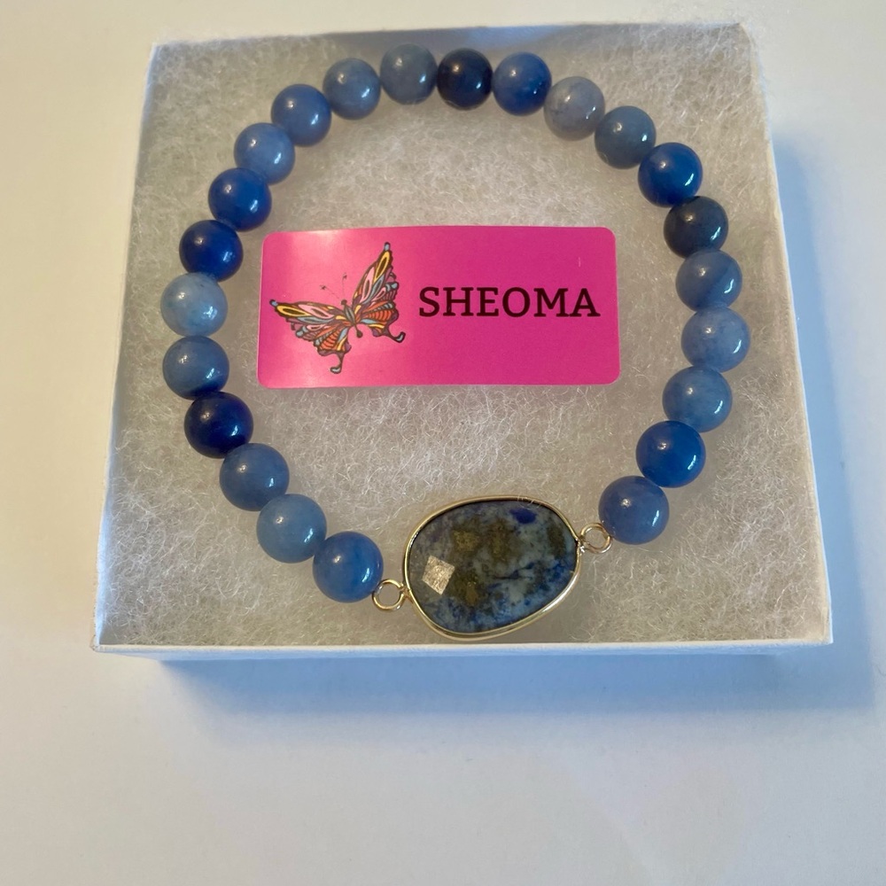 Plus Size Bracelet Lapis Lazuli 9 Inch Wrist NWT